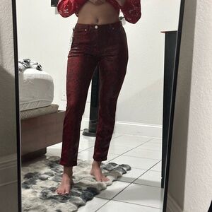 Blank NYC Red Snake Print Pants